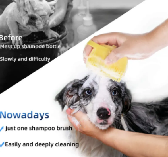 Pet Grooming Brush with Shampoo Dispenser