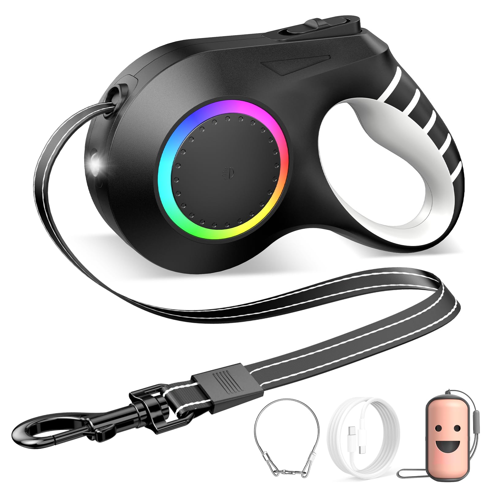 BrightTrail 20ft Chew-Proof Retractable Dog Leash with Light