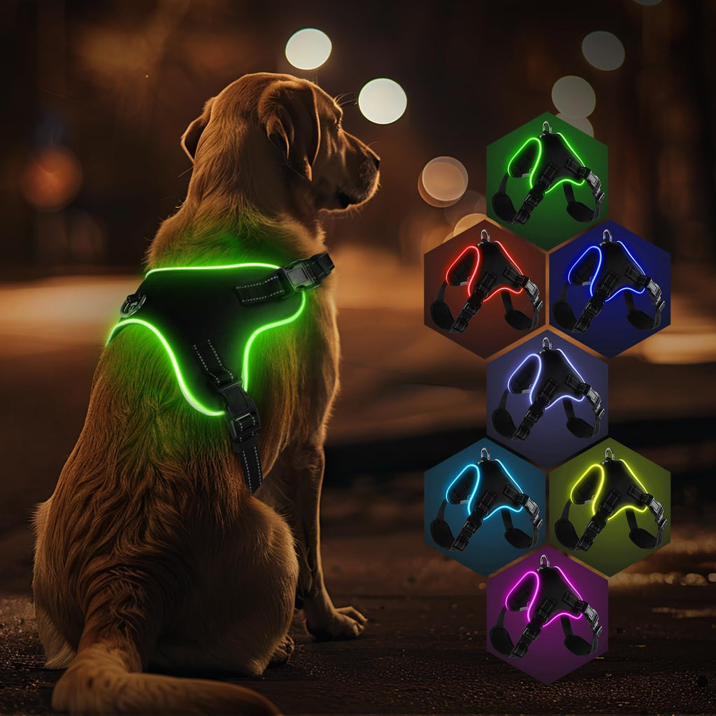 GlowGuard Dog Harness: Adjustable Reflective No-Pull Vest