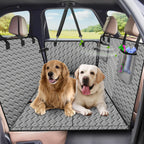 Xevera Back Seat Extender for Dogs Dog Car Seat Cover Hard Bottom Waterproof Dog Hammock for Car Large Space Backseat Extender with Pet Safety Leash and Storage Bag Grey