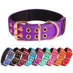 Yunleparks Heavy Tactical Dog Collar, Neoprene Padded, Reflective Nylon - Purple XL