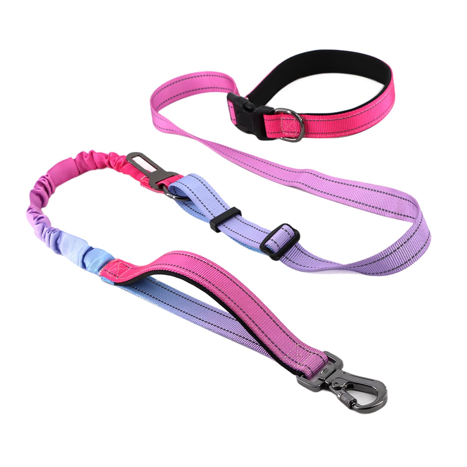 Tactical Bungee Dog Leash with Car Safety Buckle