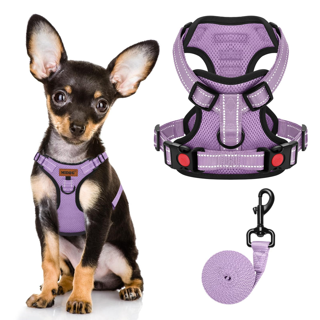 EzyControl Reflective Dog Harness Set - Purple XS