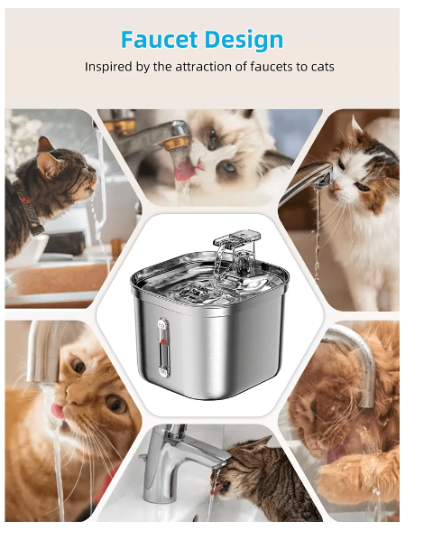 2.2L Stainless Pet Hydration Fountain with Filters